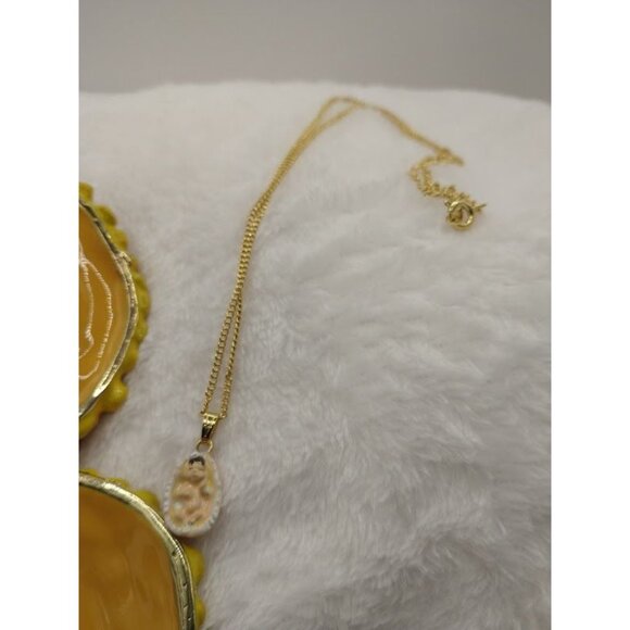 Hand-Painted Enameled Baby Sleeping on a Sunflower Trinket Box with Necklace - Picture 8 of 9